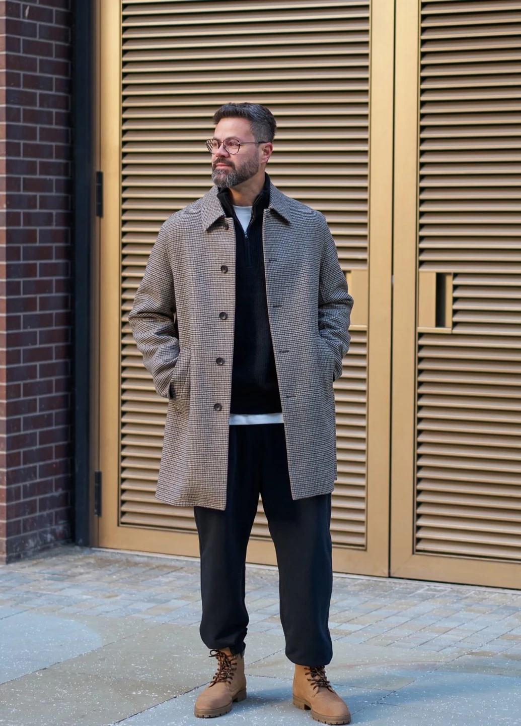 Коричневое демисезонное Пальто однобортное Uniqlo