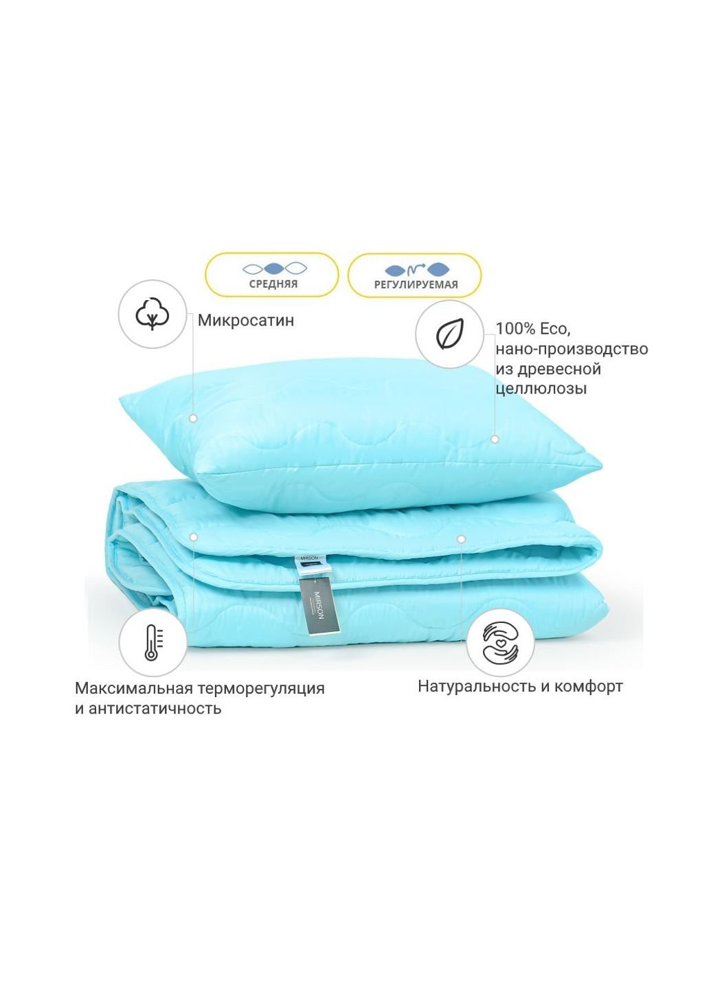 Ковдра Набір з Тенсель Всесезонний №1670 Eco Light Blue Ковдра + (2200002657525) Mirson (254072673)