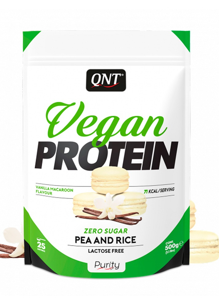 Протеїн Vegan Protein 500 г ваніль макарун QNT (253189809)