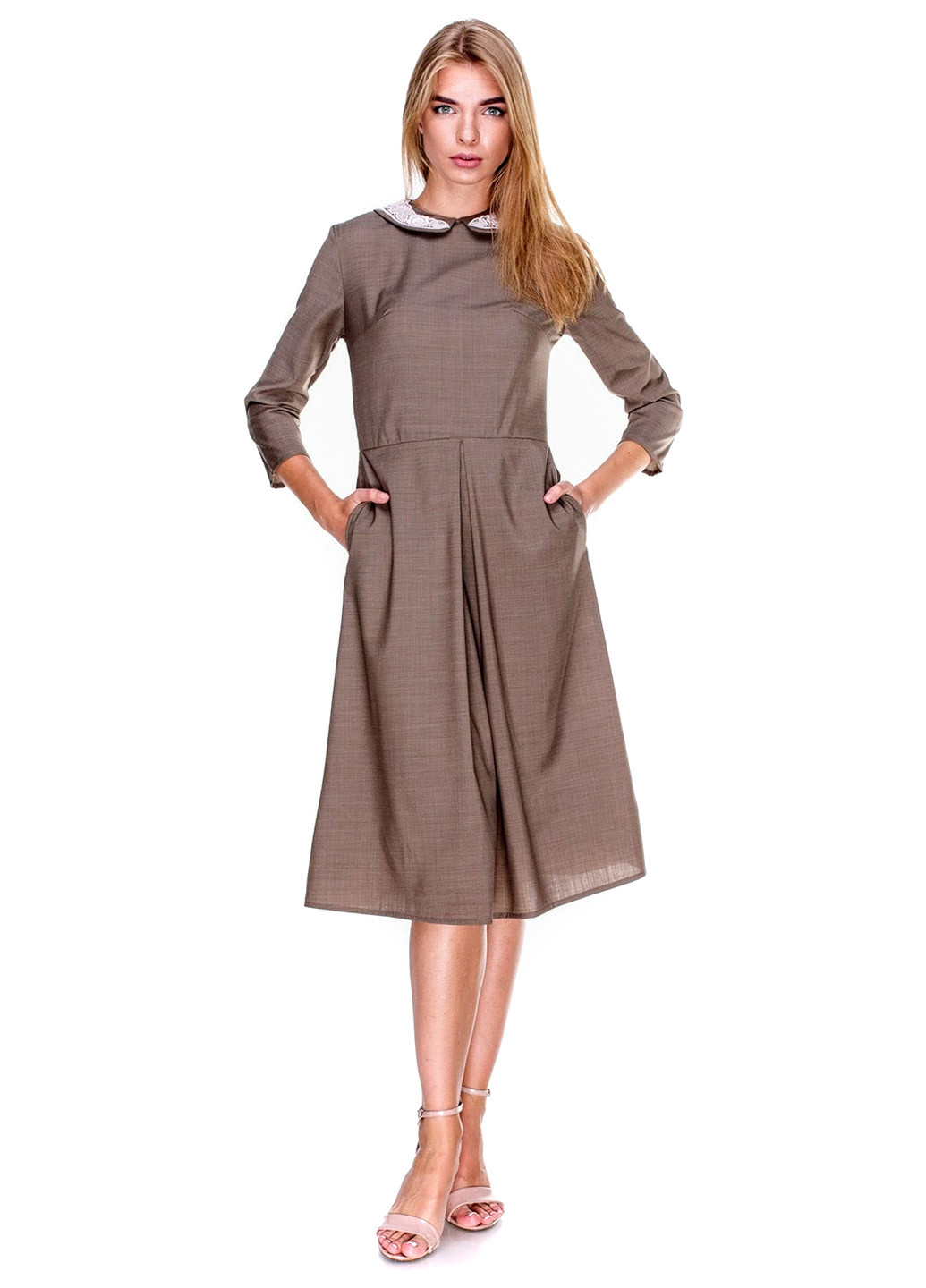 Светло-коричневое кэжуал платье Millaka однотонное
