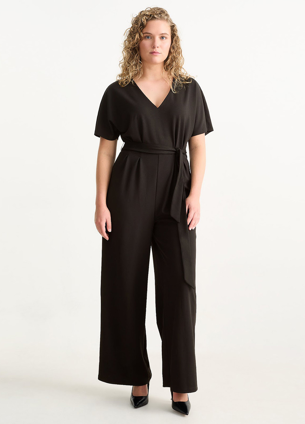 Комбинезон C&A комбинезон-брюки однотонный чёрный кэжуал полиэстер