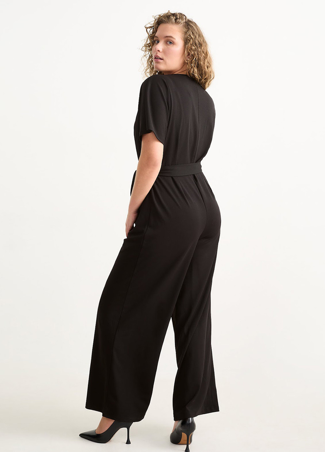 Комбинезон C&A комбинезон-брюки однотонный чёрный кэжуал полиэстер