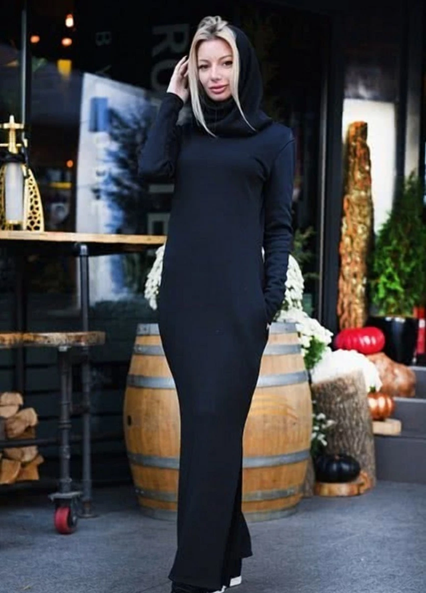 Чорна домашній плаття, сукня FashionYouWant однотонна