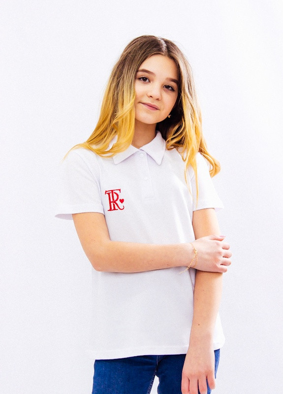 Белая летняя футболка-поло для девочки Носи своє 6212