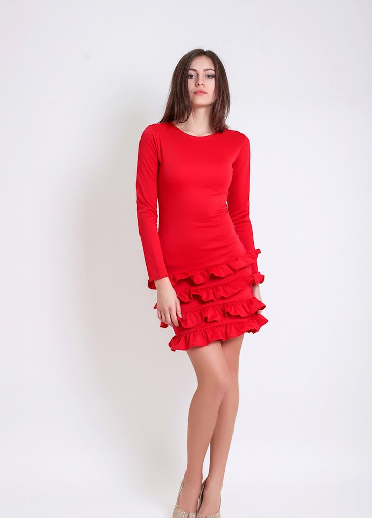 Красное кэжуал женское платье arisa Podium однотонное