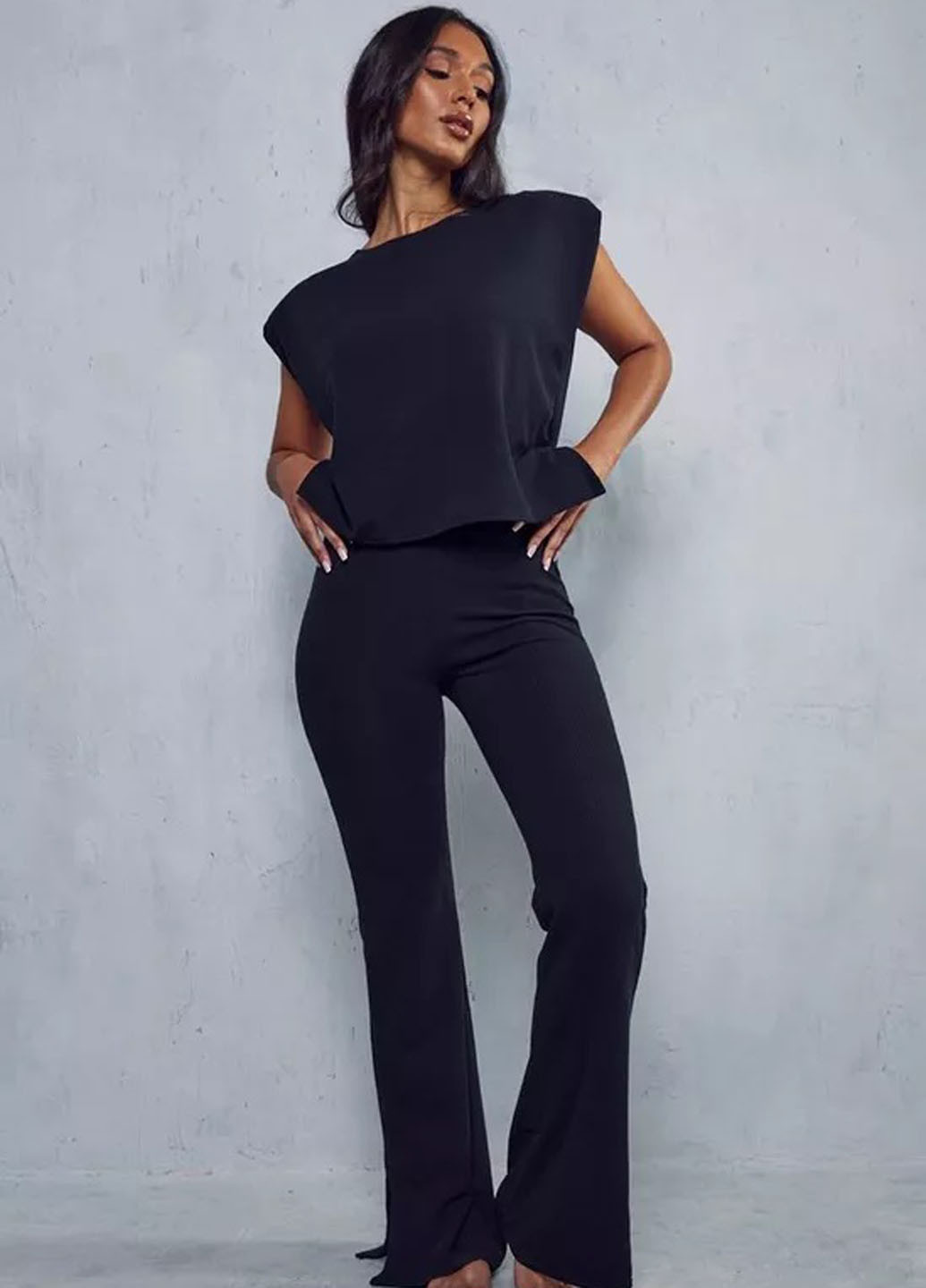 Черный летний комплект (блуза, брюки) MissPap