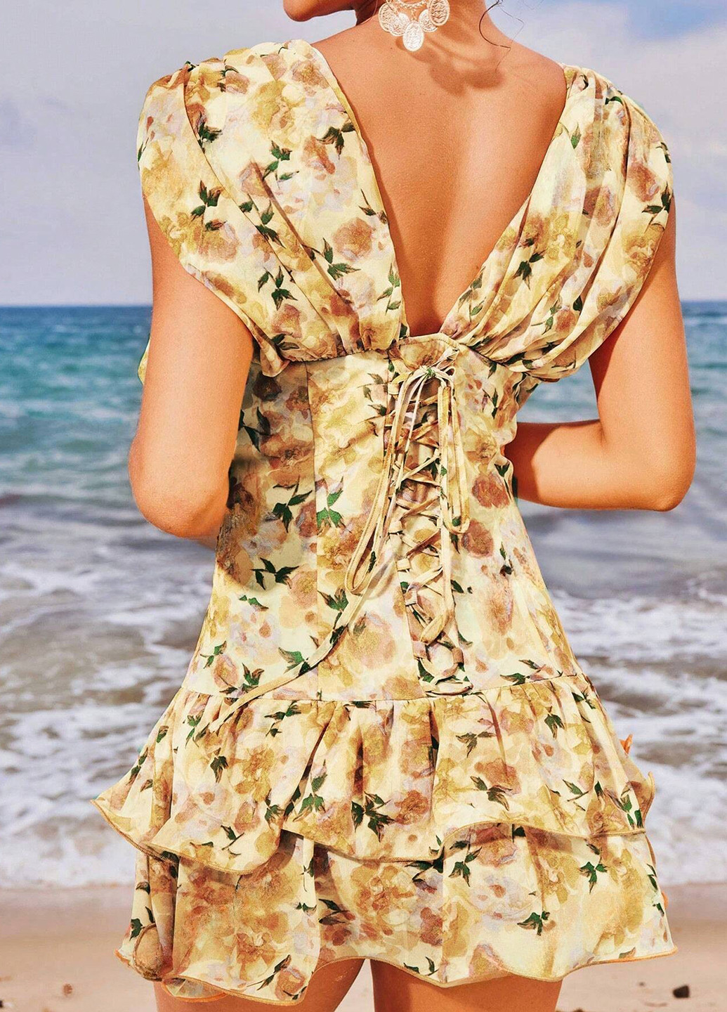 Комбинированное кэжуал платье в стиле ампир SHEIN с цветочным принтом