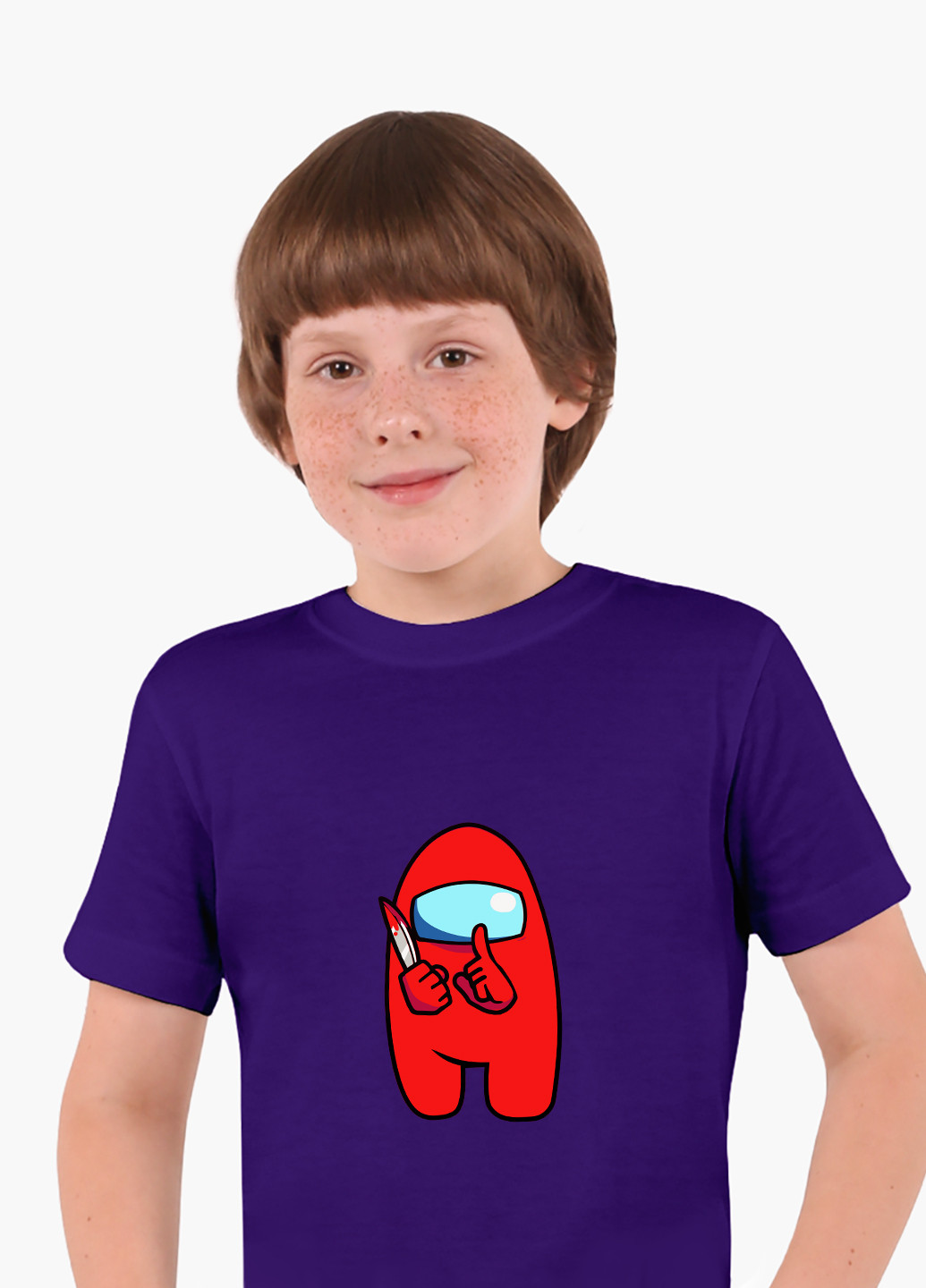 Фиолетовая демисезонная футболка детская амонг ас красный (among us red)(9224-2417) MobiPrint