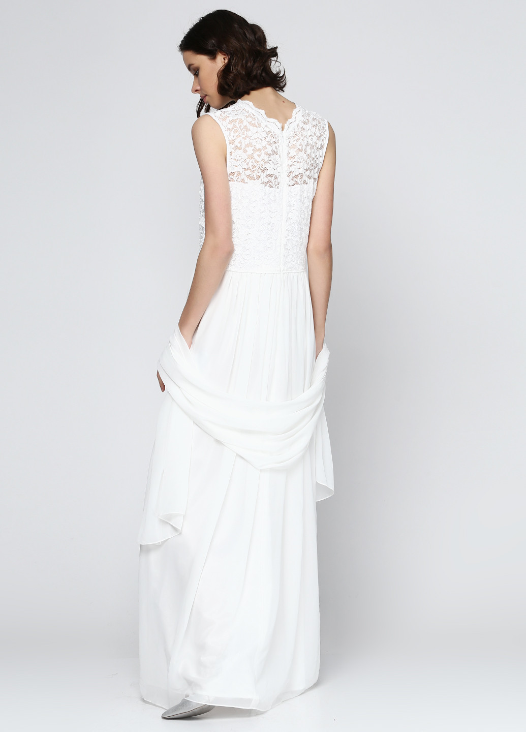 Белое свадебное платье макси Swing однотонное