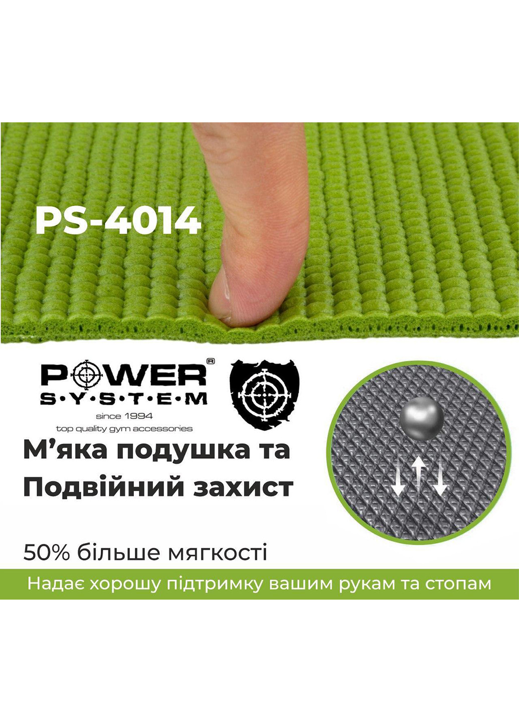 Килимок для йоги та фітнесу 173х61х0,6 см Power System (231538317)