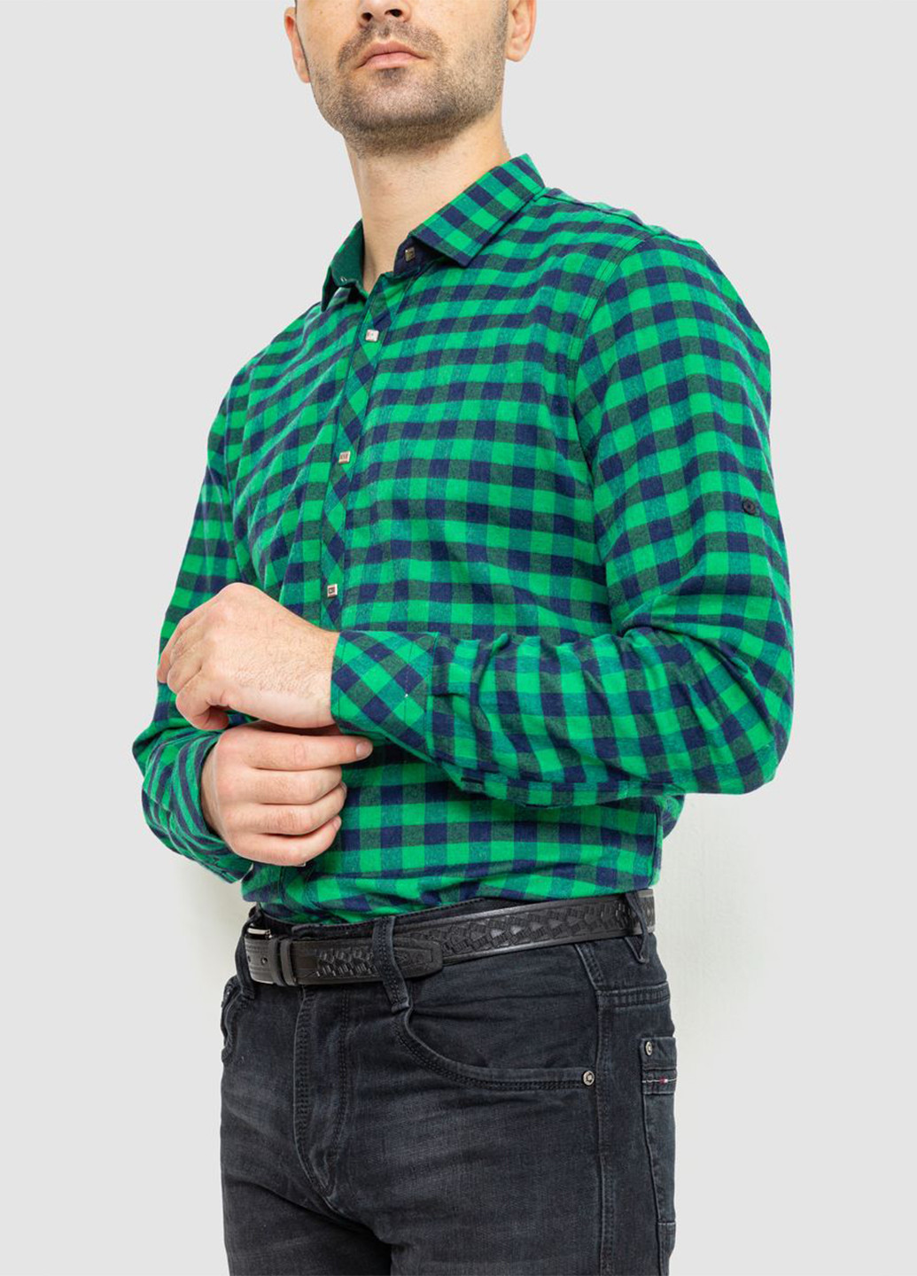 Зеленая кэжуал рубашка в клетку Ager