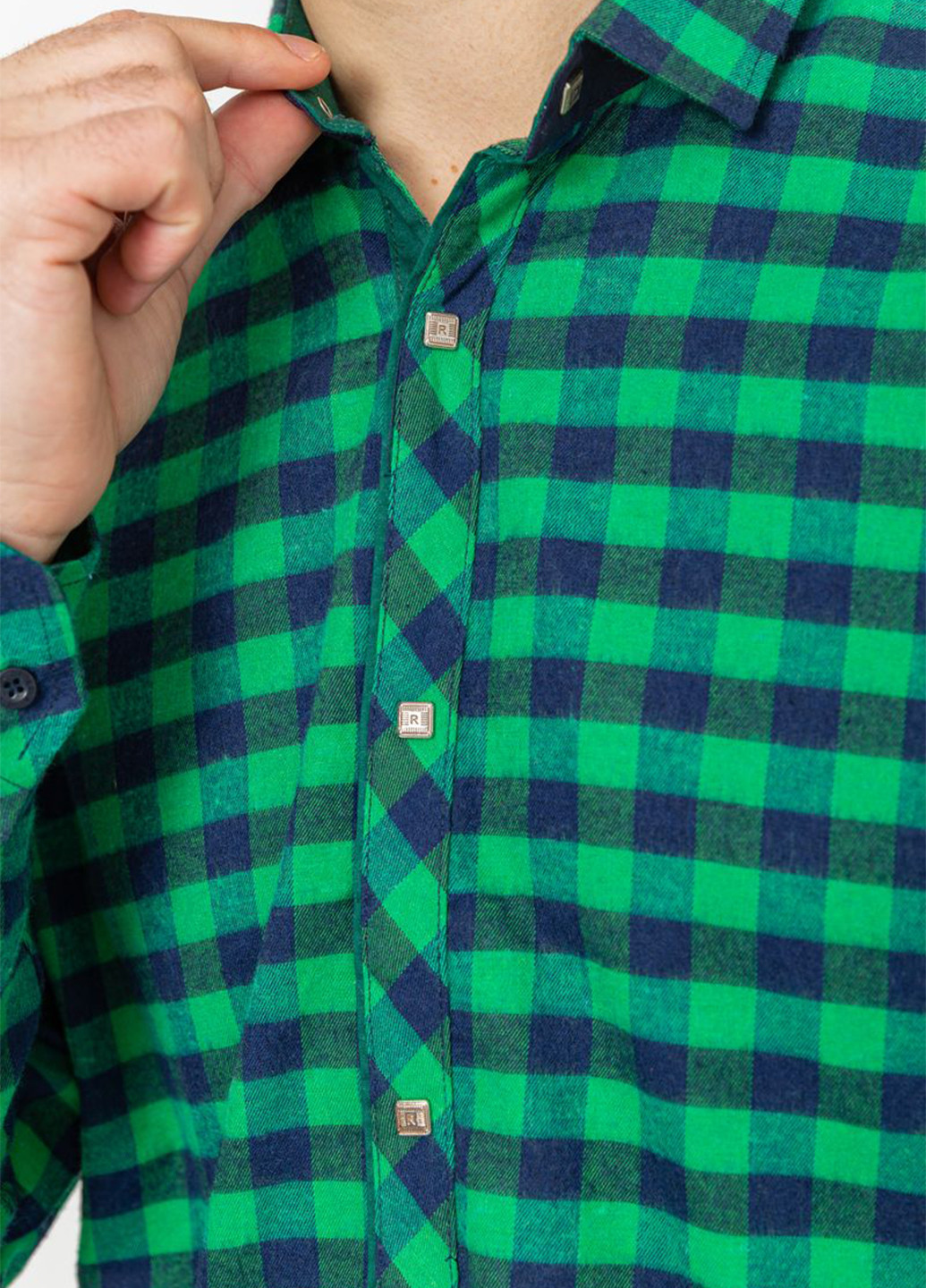 Зеленая кэжуал рубашка в клетку Ager
