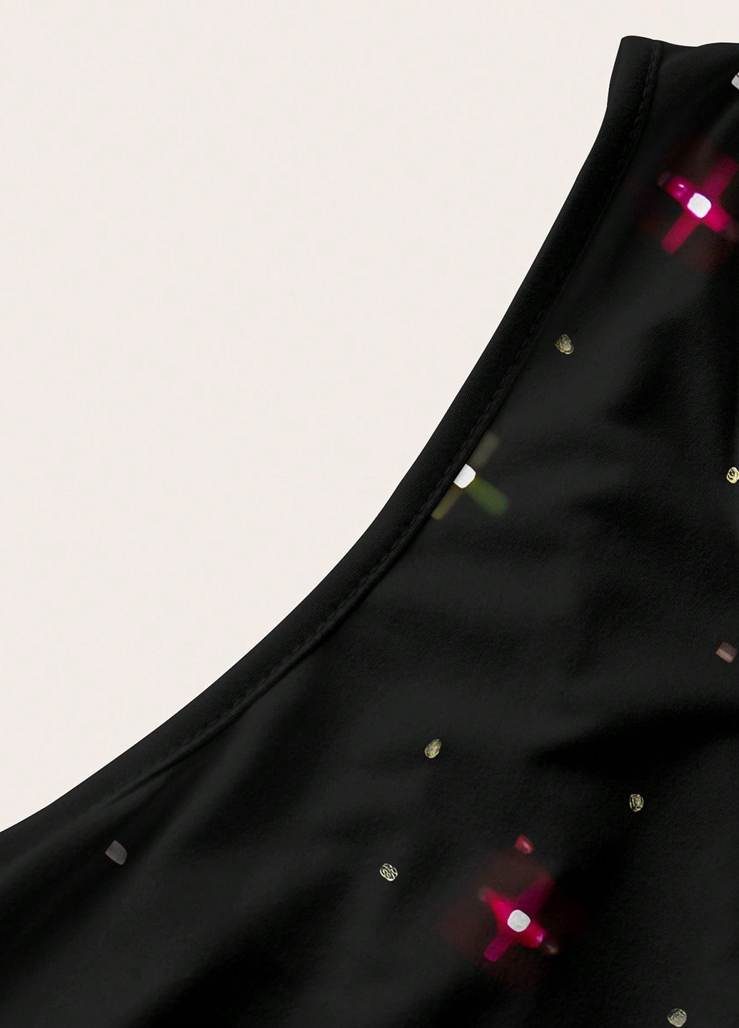 Черное кэжуал платье клеш SHEIN с новогодним принтом