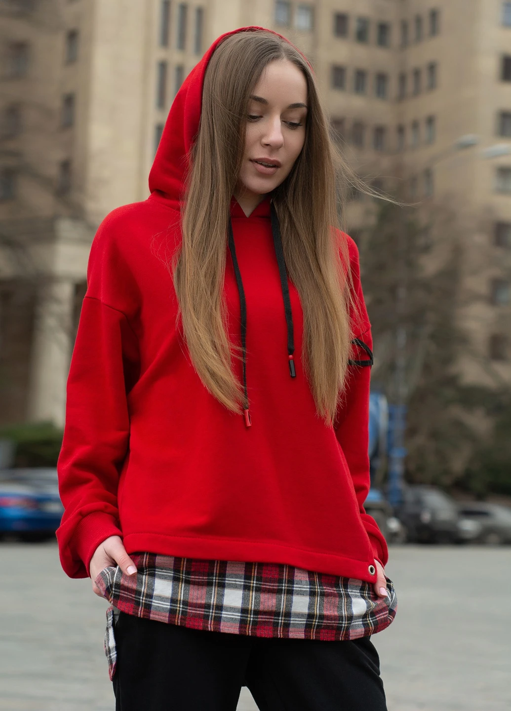 Худи oversize красное женское "SPIDER" InRed (255925482)