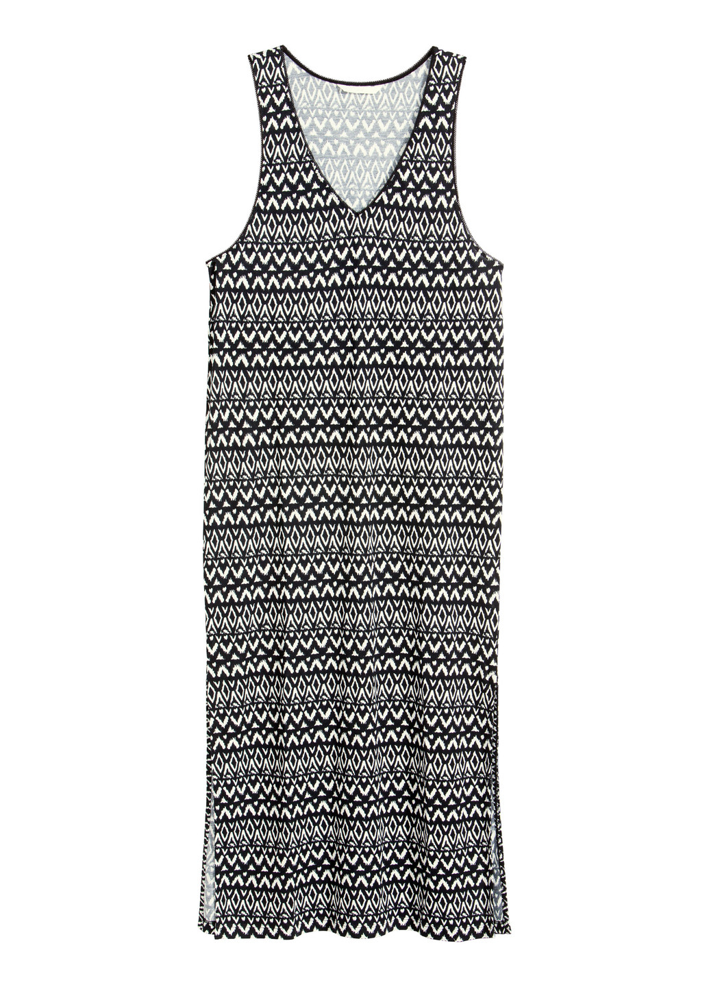 Черно-белое кэжуал платье платье-майка H&M с геометрическим узором