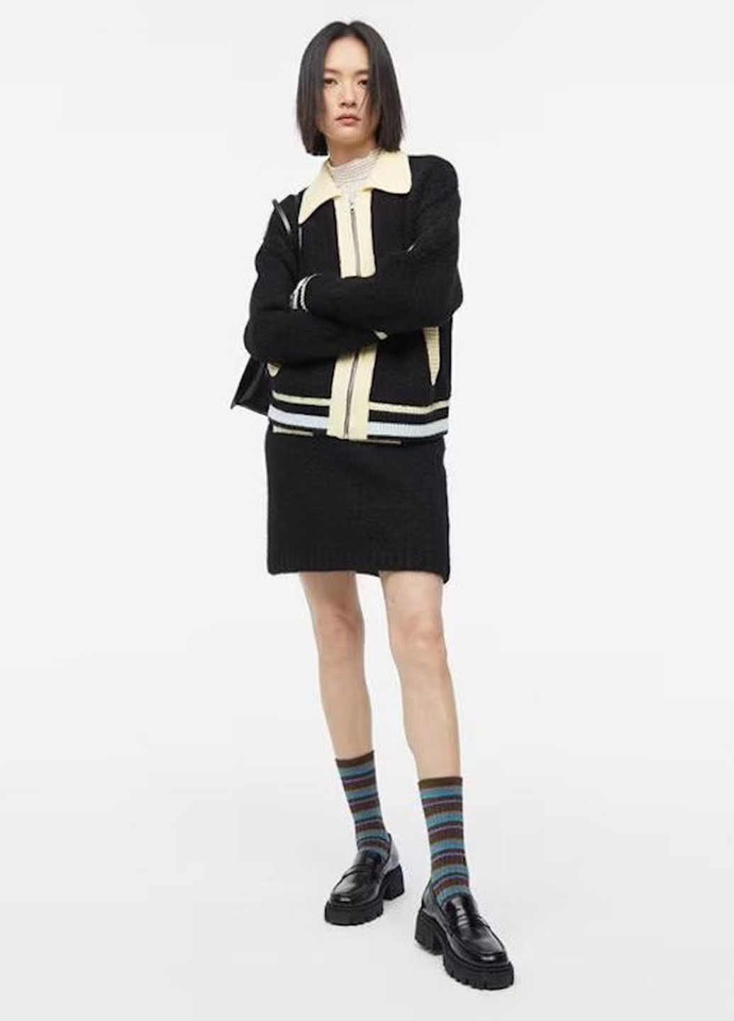 Черная кэжуал колор блок юбка H&M а-силуэта (трапеция)