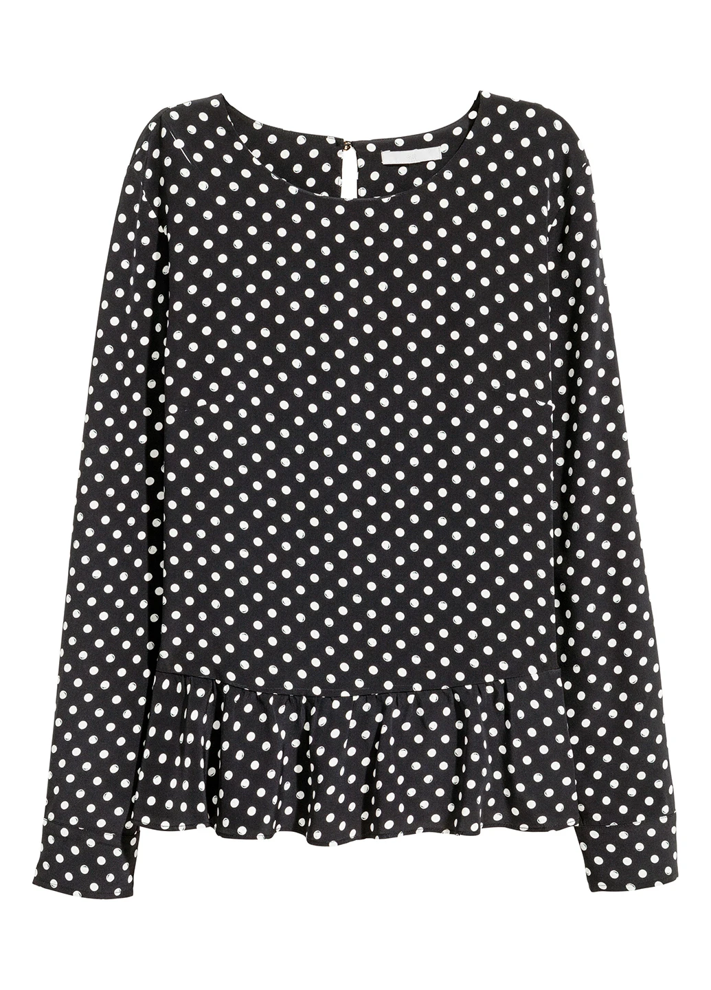 Чёрно-белую блуза демісезон,чорний в білий горошок, H&M