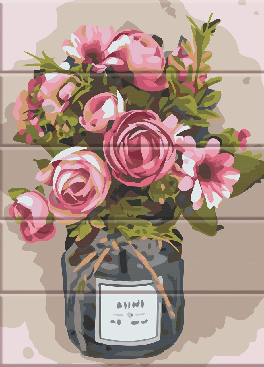Картина за номерами на дереві "Чайні троянди" 30*40 см ArtStory (252266069)