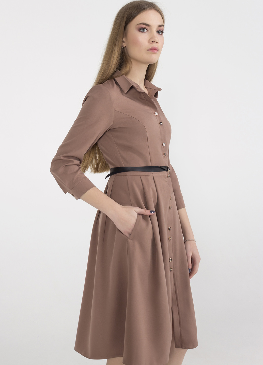 Світло-коричнева кежуал сукня Viravi Wear однотонна