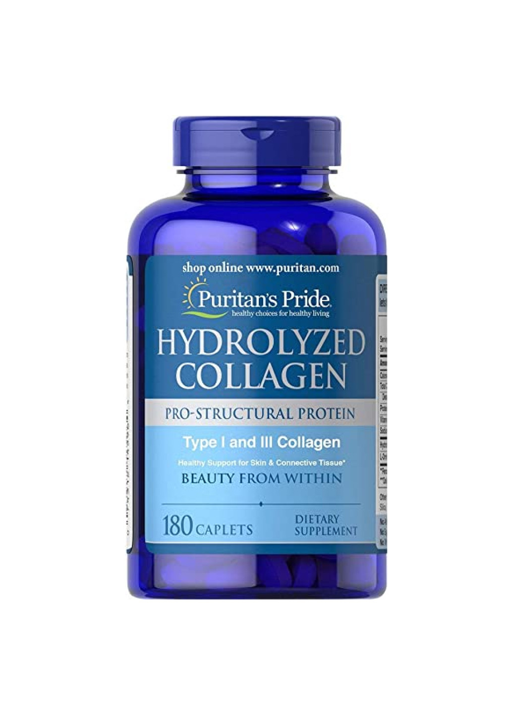 Колаген для здоров'я шкіри Hydrolyzed Collagen Pro - Structural Protein Type 1 and 3 Collagen - 180caps Puritans Pride (254792088)