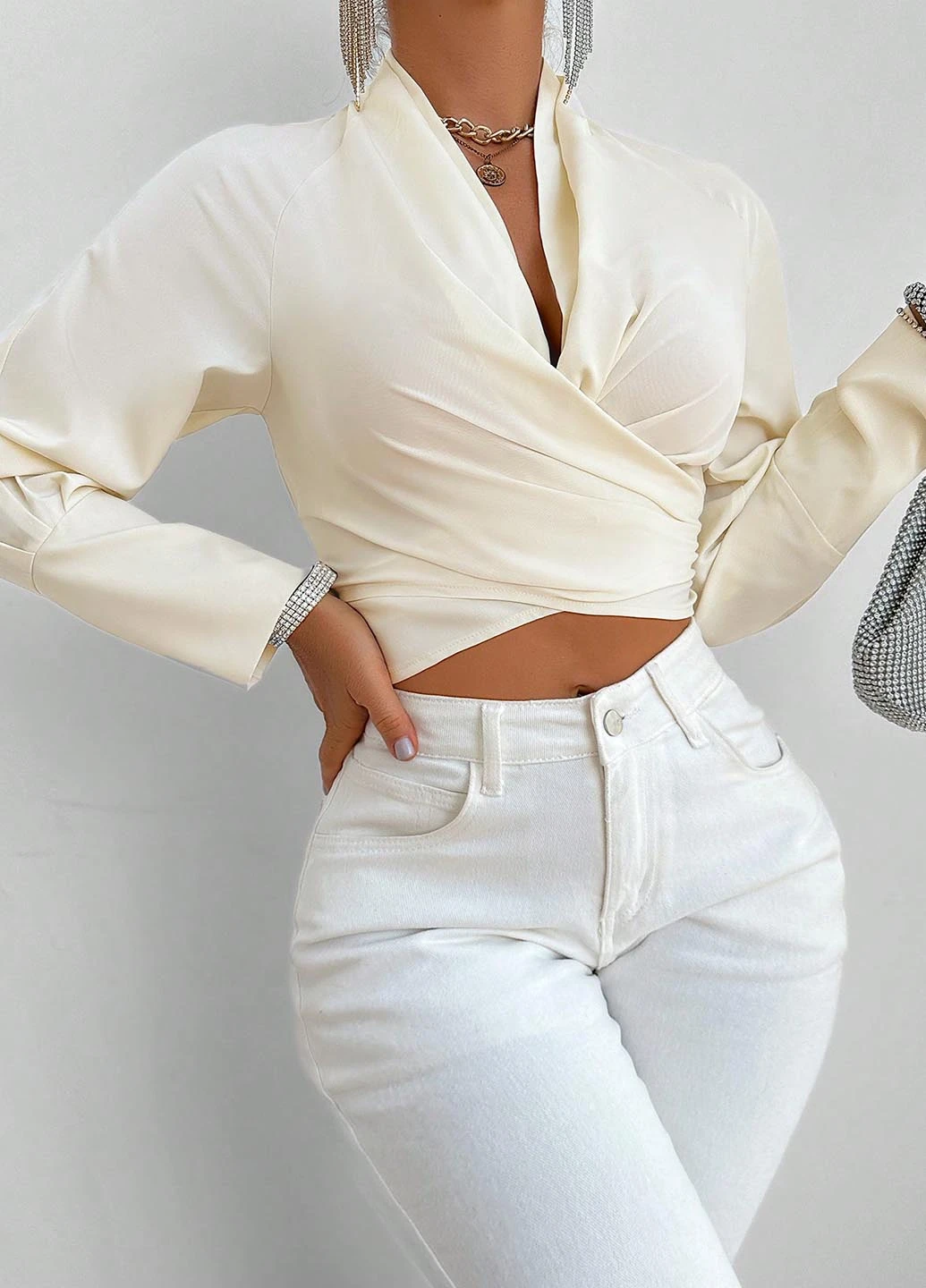 Кремовая блуза SHEIN