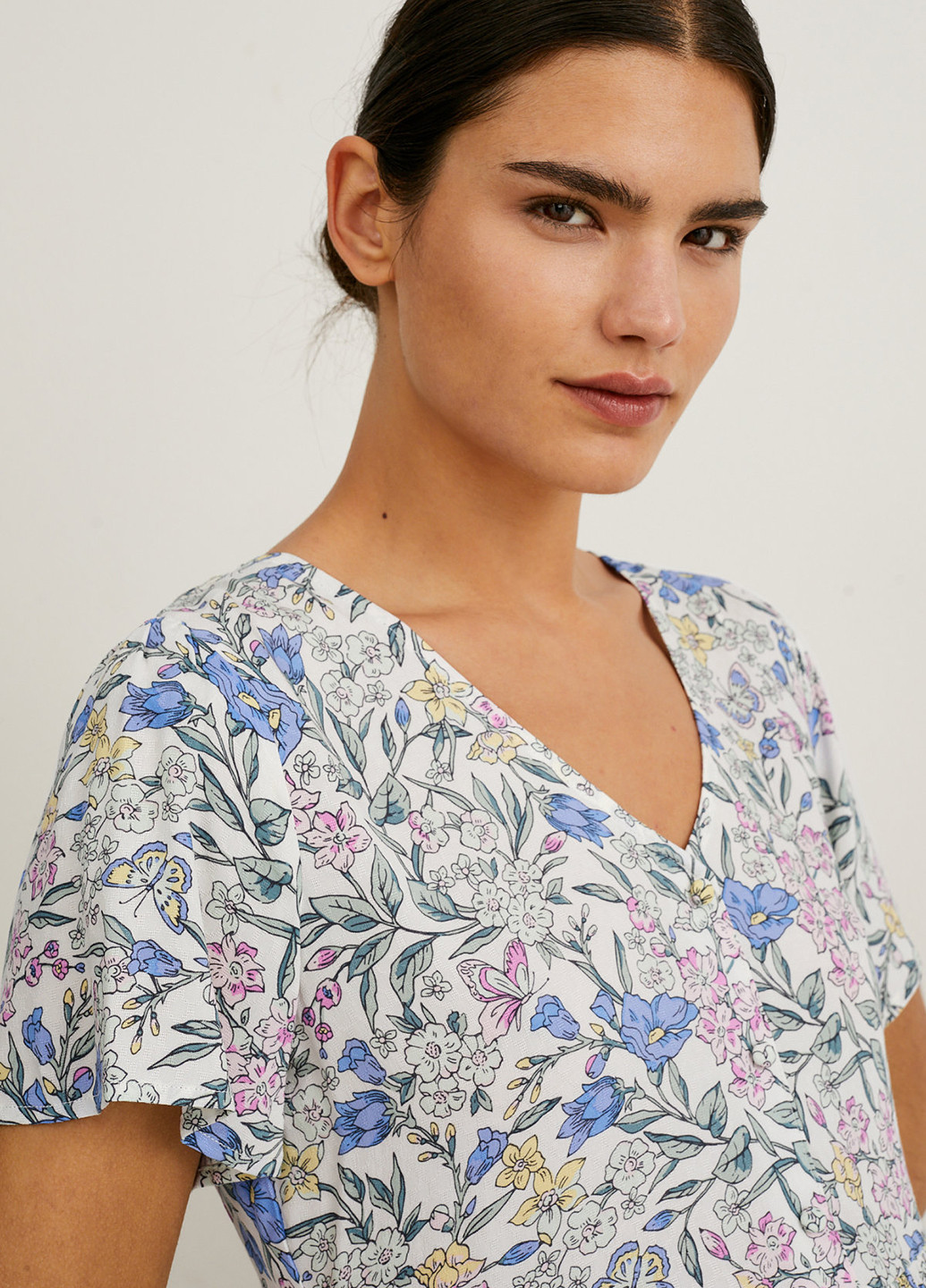 Білий кежуал сукня кльош C&A з квітковим принтом