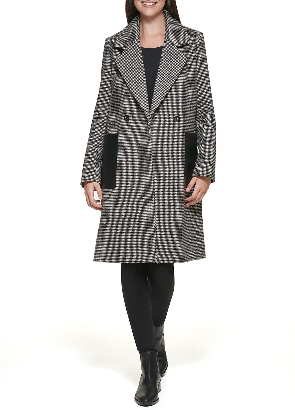 Комбинированное демисезонное Пальто двубортное Calvin Klein