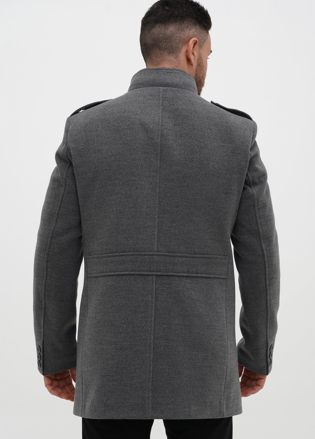 Серое демисезонное Пальто однобортное Trend Collection