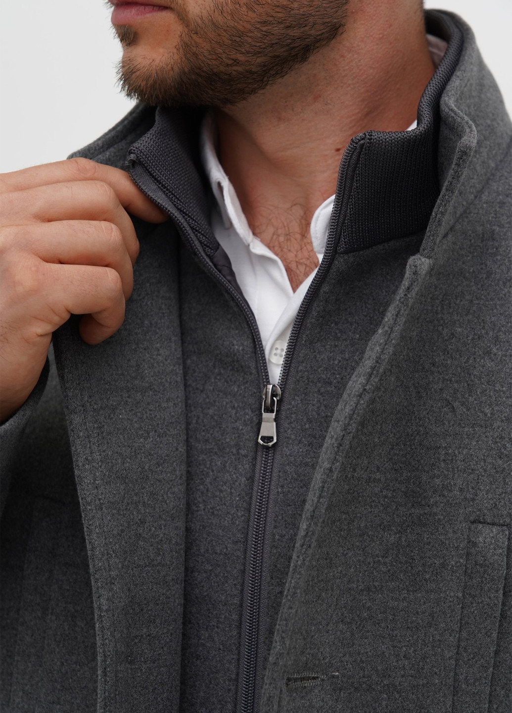 Серое демисезонное Пальто однобортное Trend Collection