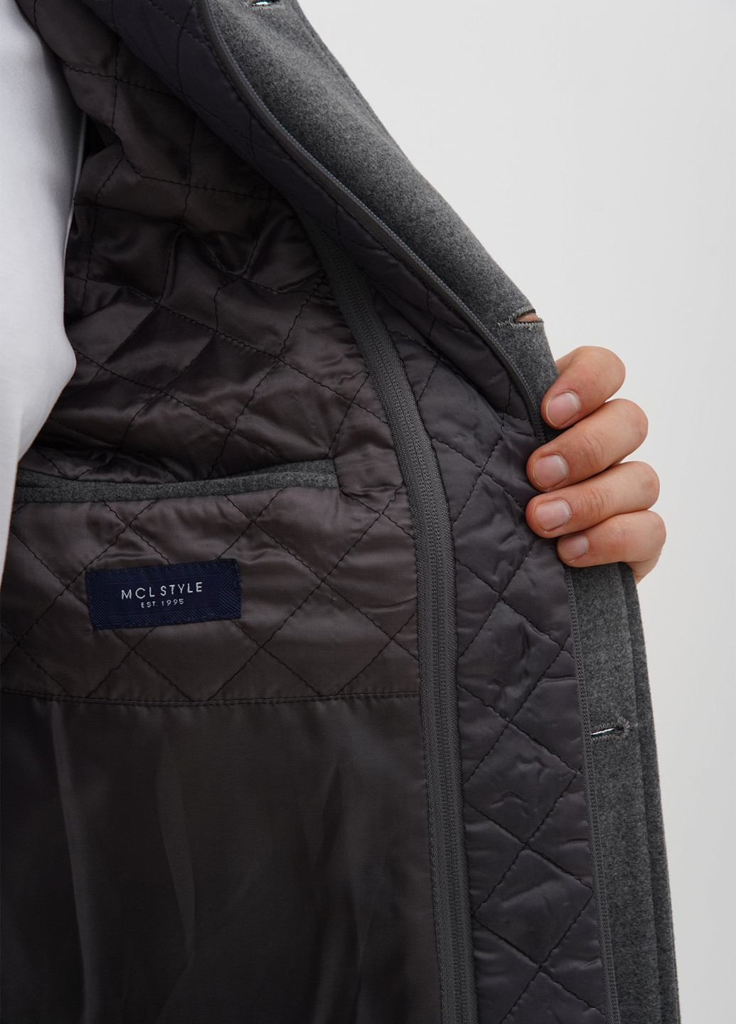 Серое демисезонное Пальто однобортное Trend Collection