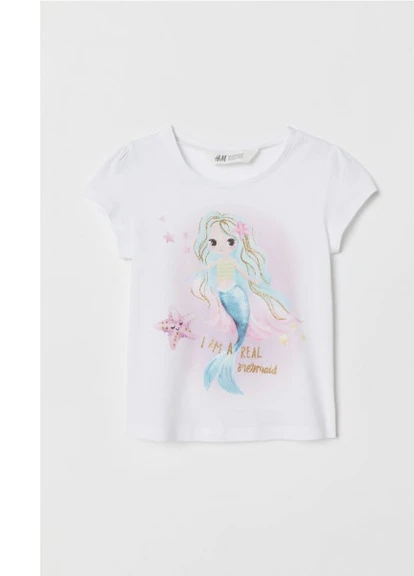 Біла літня футболка h & m 5206 110-116 см білий H&M