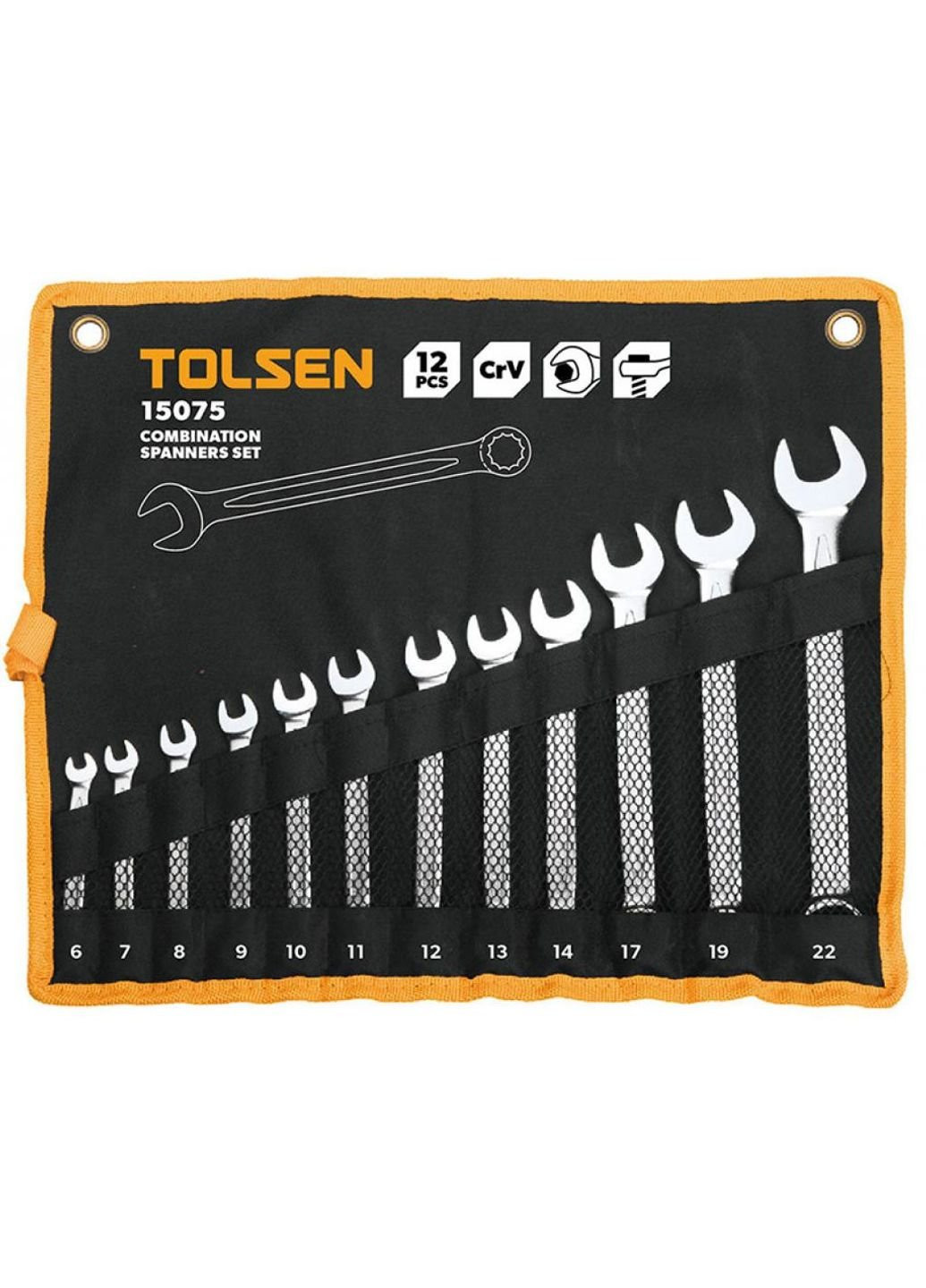 Набор инструментов ключей комбинированных в чехле 12 шт (15075) Tolsen (252410399)