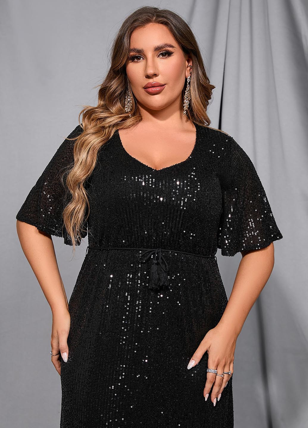 Чорна вечірня сукня в стилі армпір SHEIN однотонна