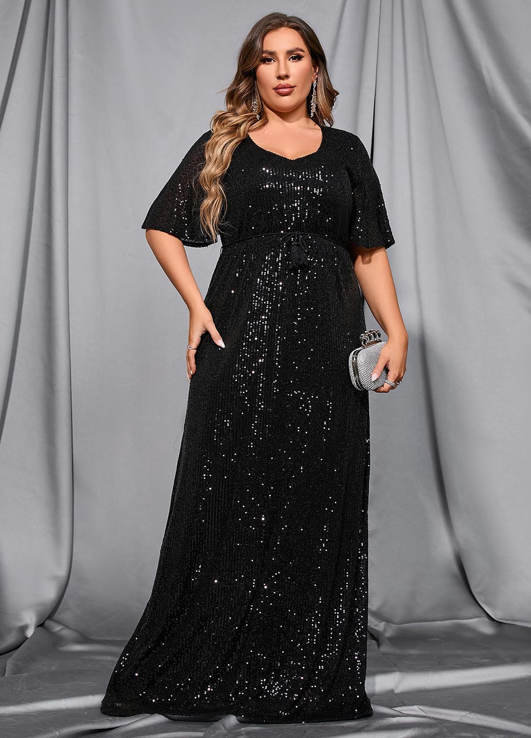 Чорна вечірня сукня в стилі армпір SHEIN однотонна