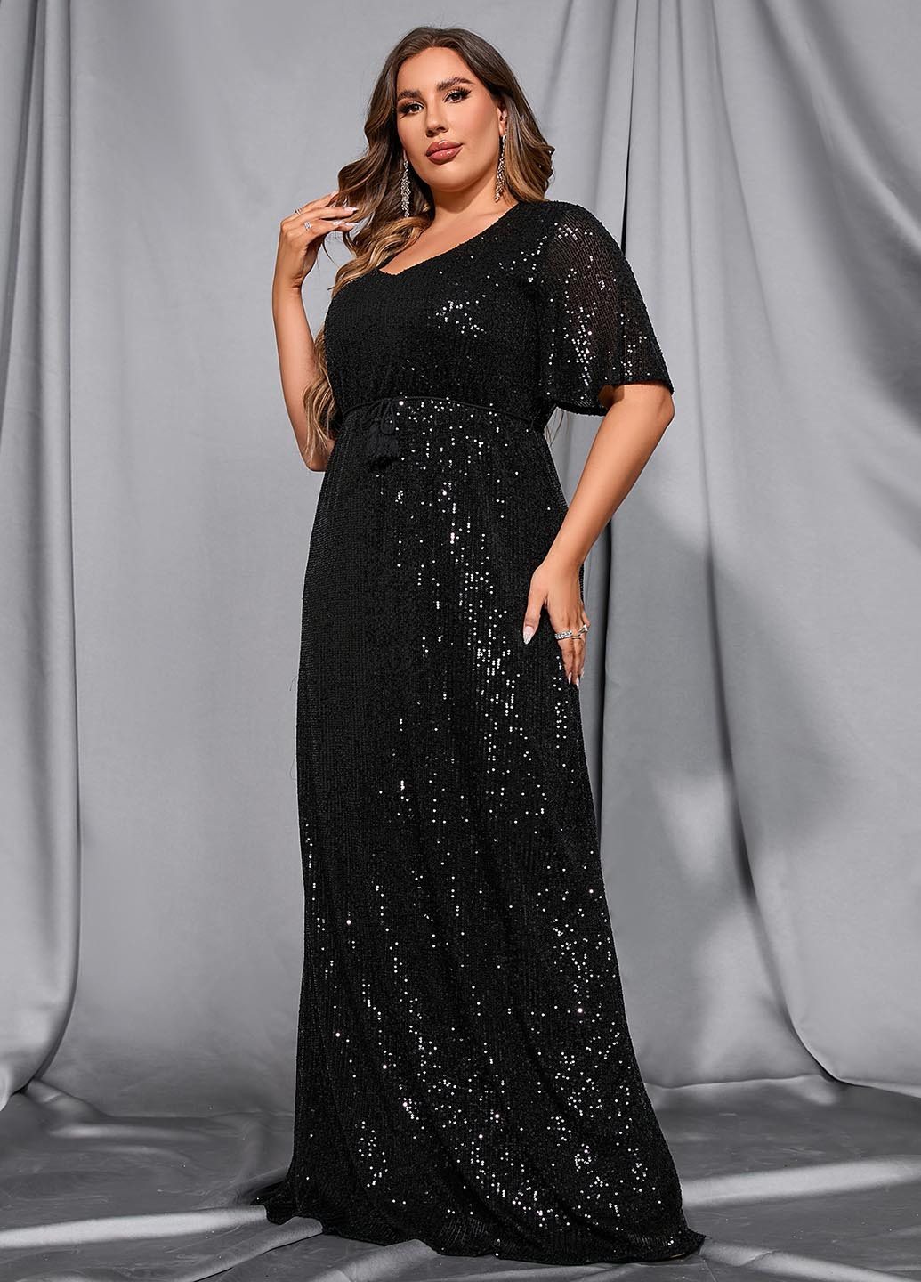 Чорна вечірня сукня в стилі армпір SHEIN однотонна