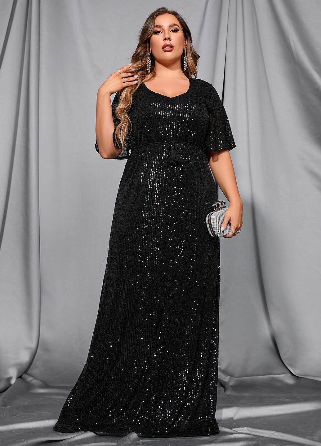 Чорна вечірня сукня в стилі армпір SHEIN однотонна