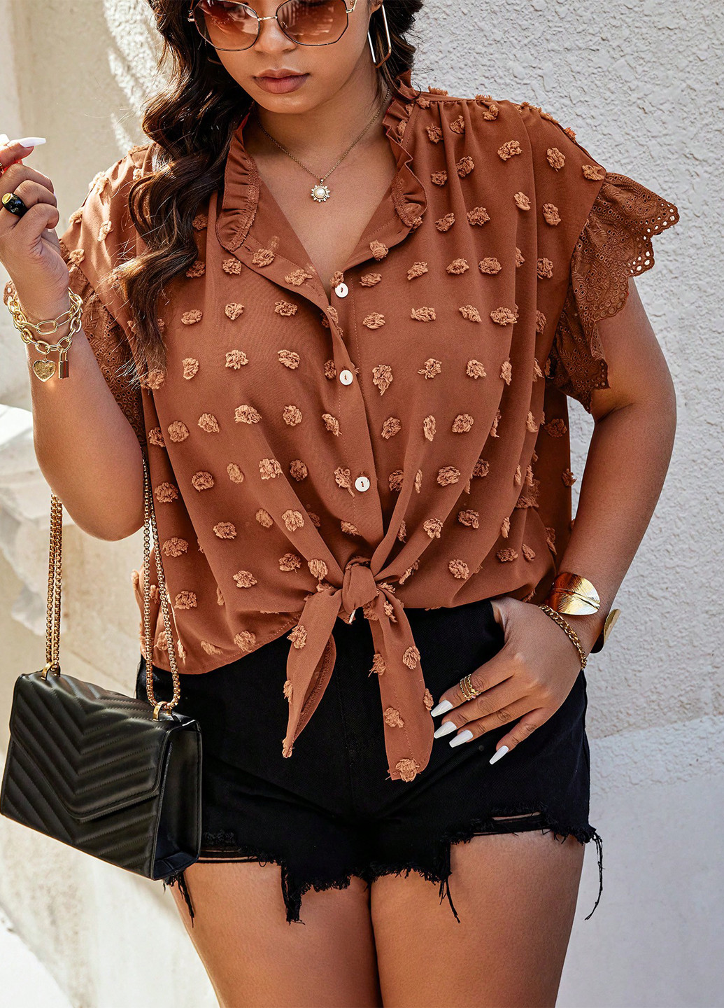 Коричневая блуза SHEIN