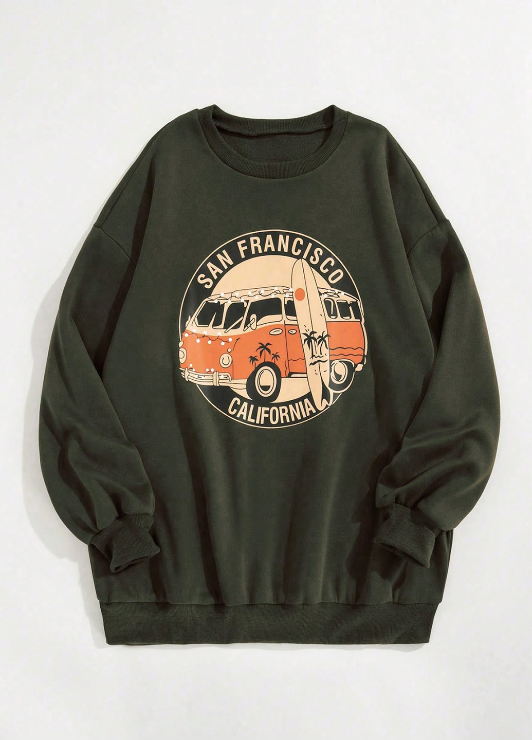 Зелений світшот SHEIN малюнок без декору (329841479)