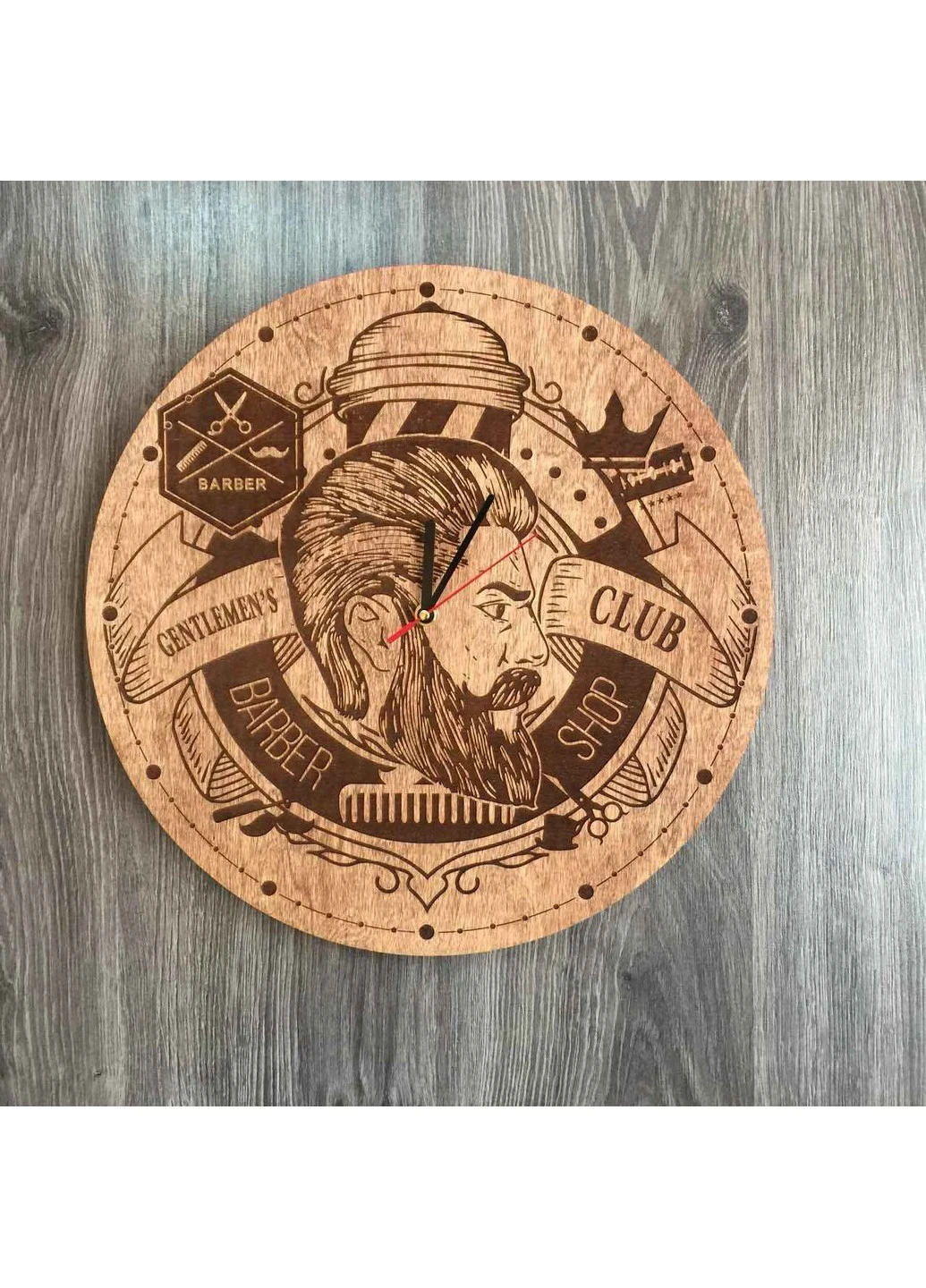 Годинник дерев'яний великий «Man Barber» 7Arts (253567361)