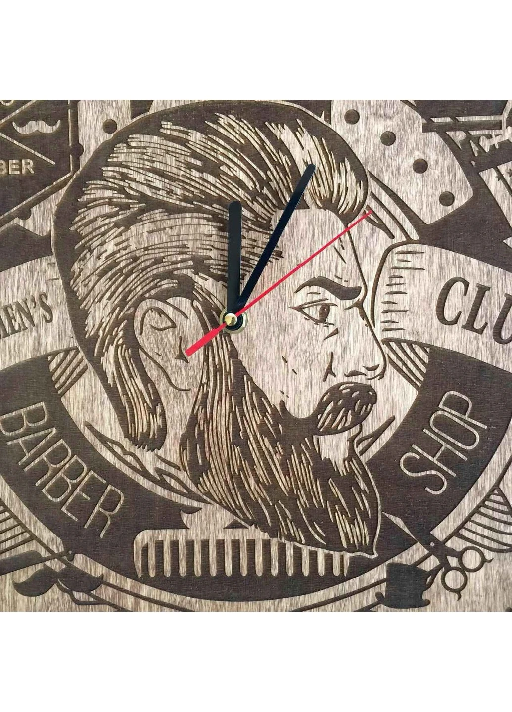 Годинник дерев'яний великий «Man Barber» 7Arts (253567361)