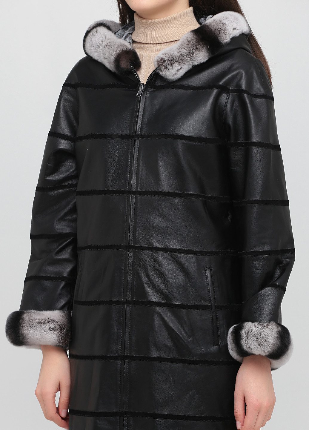 Чорна демісезонна куртка Leather Factory