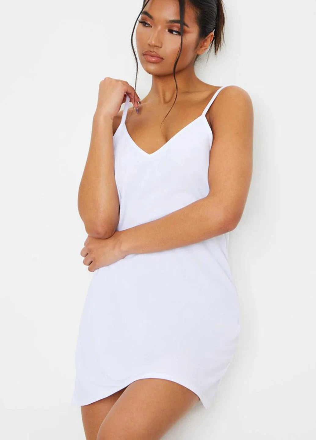 Білий кежуал сукня сукня-комбінація PrettyLittleThing однотонна