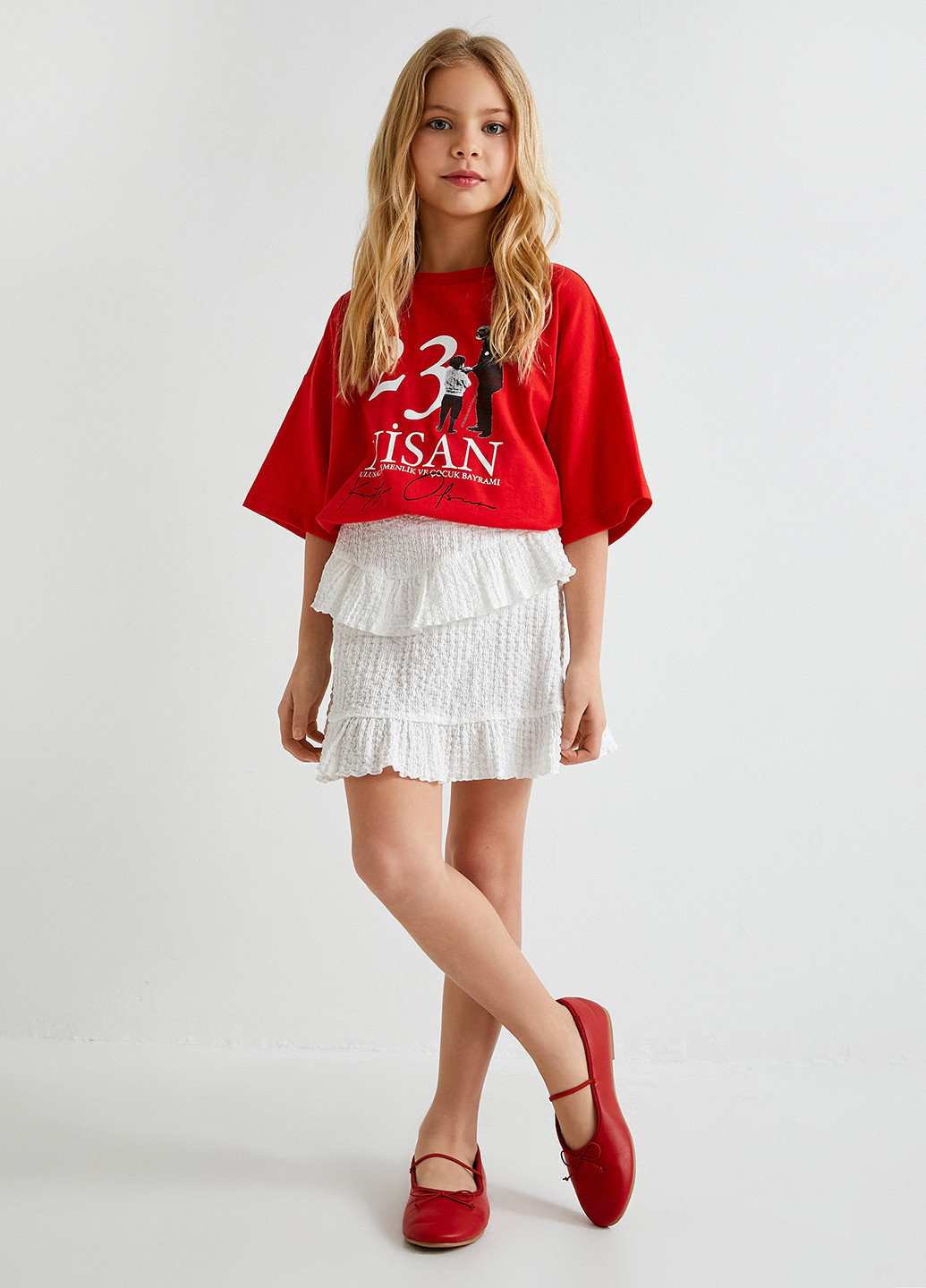 Белая кэжуал однотонная юбка KOTON а-силуэта (трапеция)