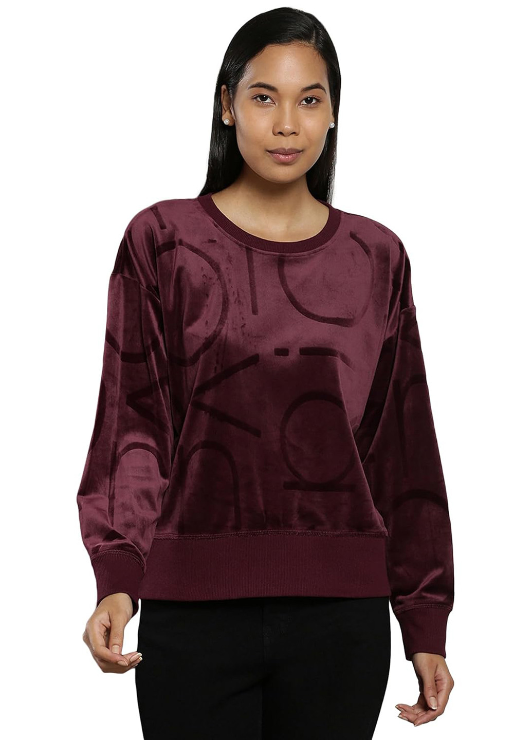 Темно-бордовый свитшот Calvin Klein логотип без декора (315792937)