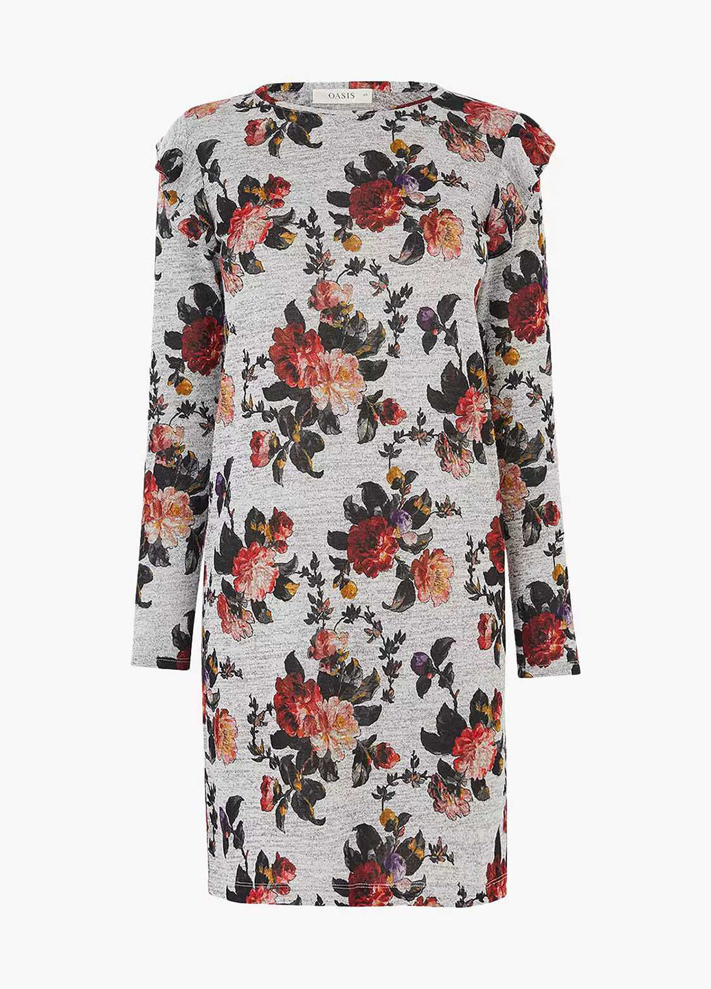 Светло-серое кэжуал платье Oasis с цветочным принтом