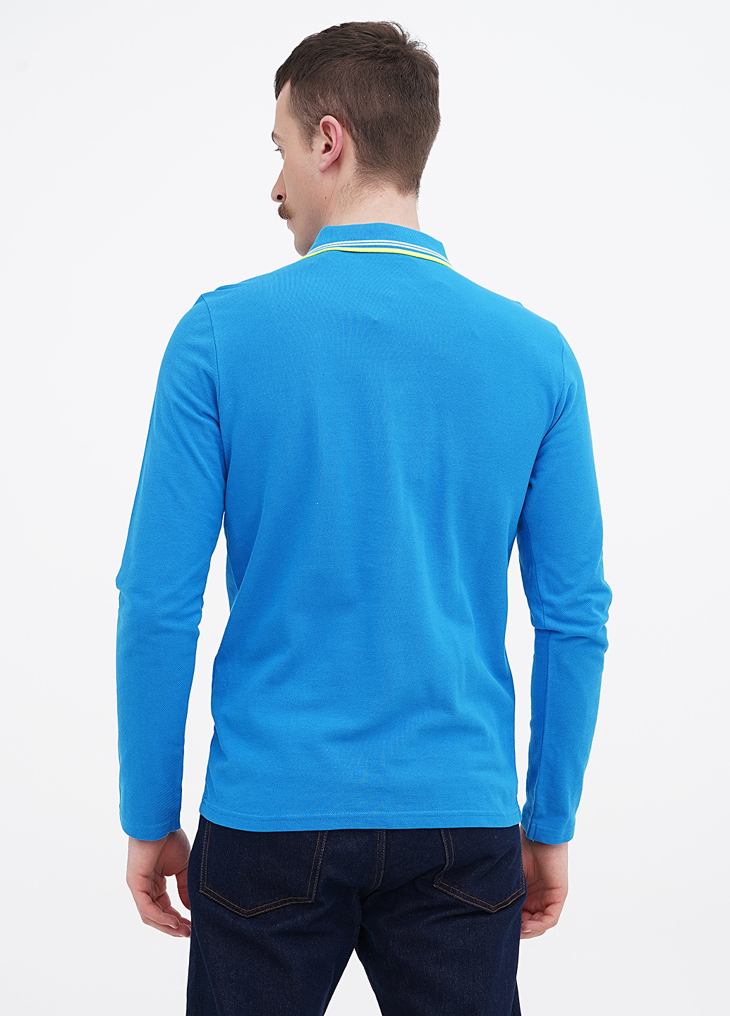 Голубой футболка-поло для мужчин Tom Tailor однотонная