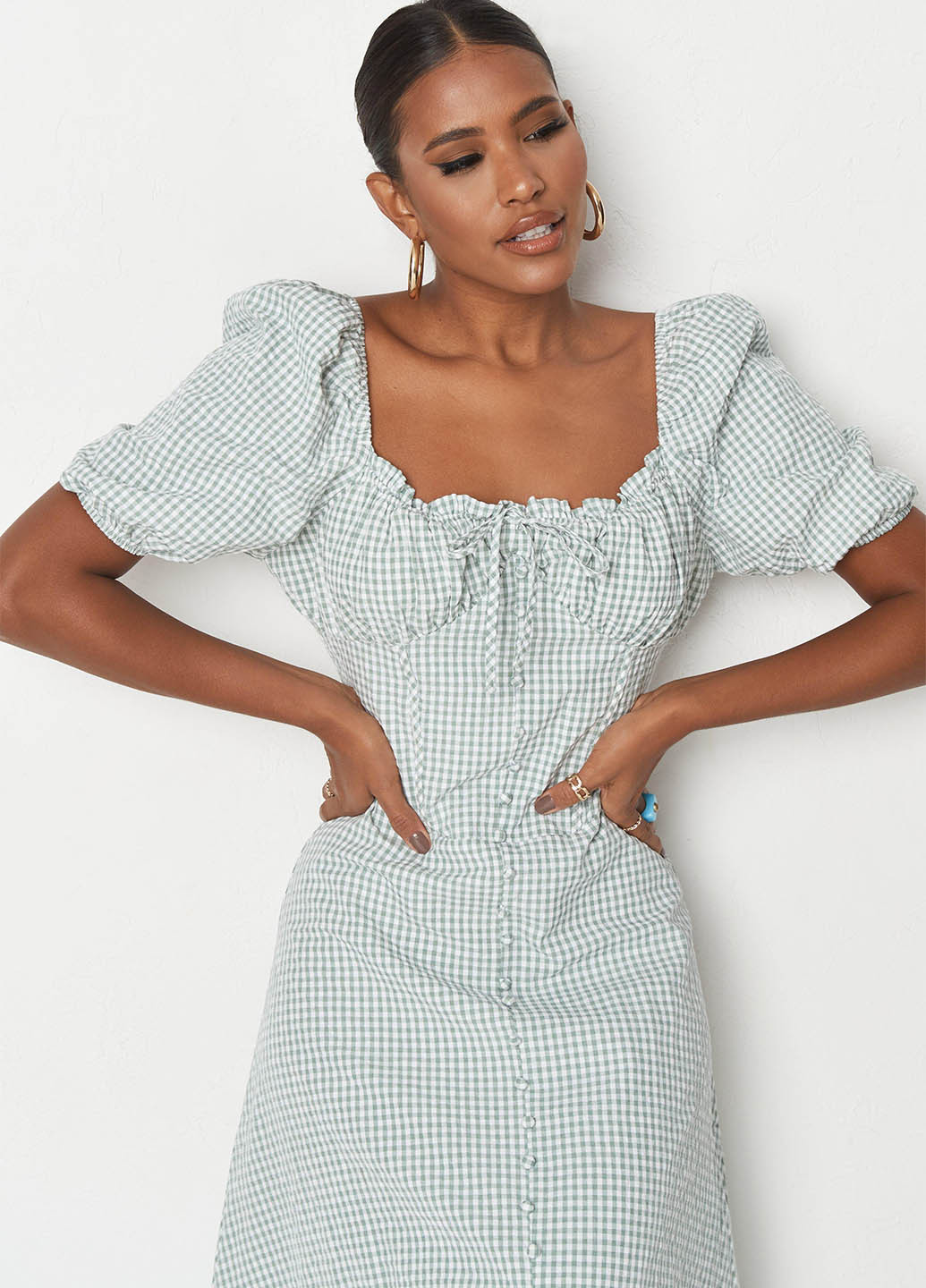 Мятное кэжуал платье Missguided в клетку