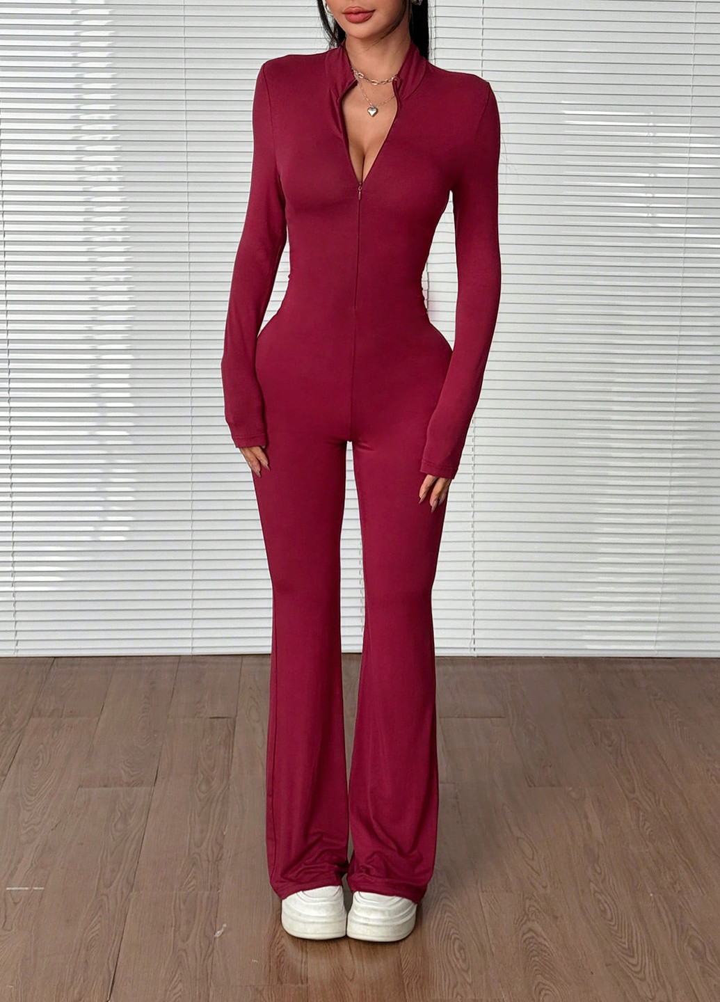 Комбинезон SHEIN комбинезон-брюки однотонный красный кэжуал вискоза