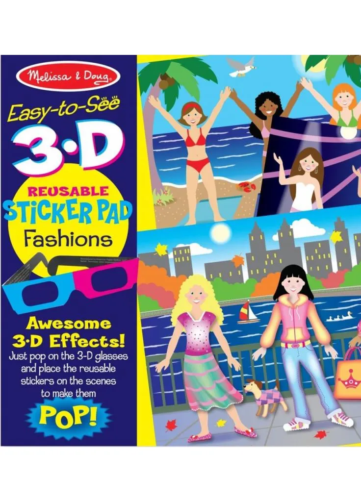 Набір для творчості Melissa & Doug Багаторазові 3-D наклейки з окулярами Мода (MD9374) Melissa&Doug (202374610)