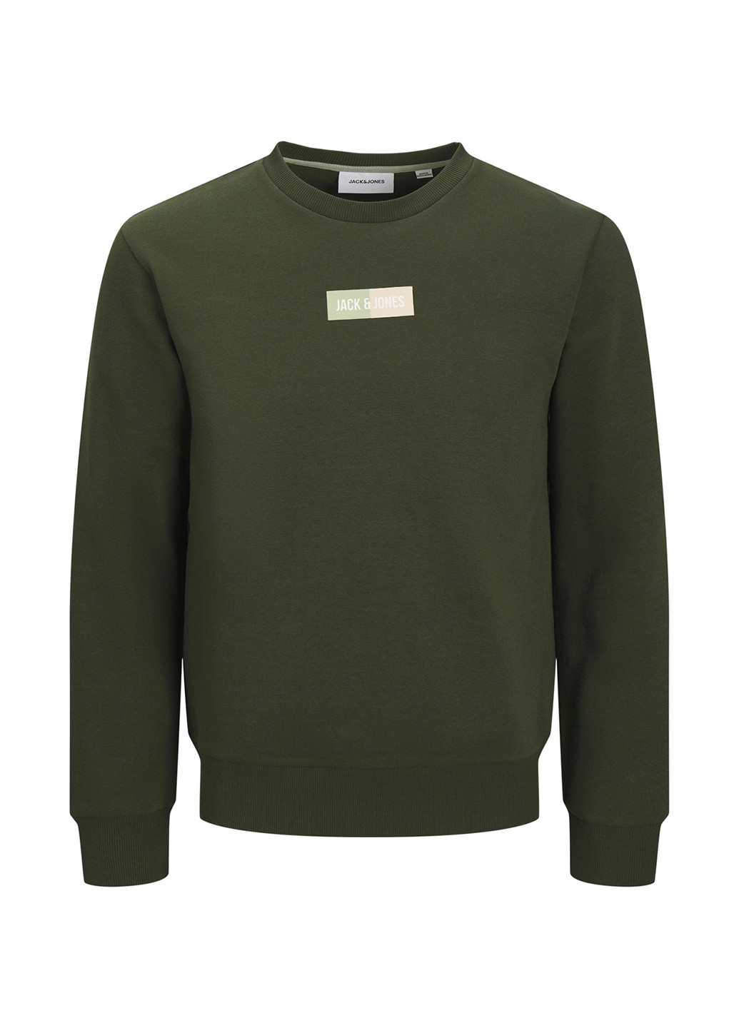 Хакі світшот Jack & Jones логотип без декору (355383139)